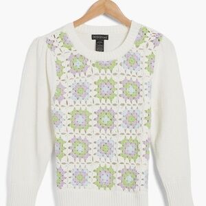 🆕Design History Hand -Crocheted Totally '70s Granny Square Sweater NWT::RHONY::